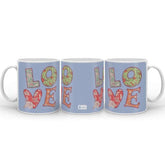 Colourful Patchwork Style Blue Coffee Mug Gift For Him